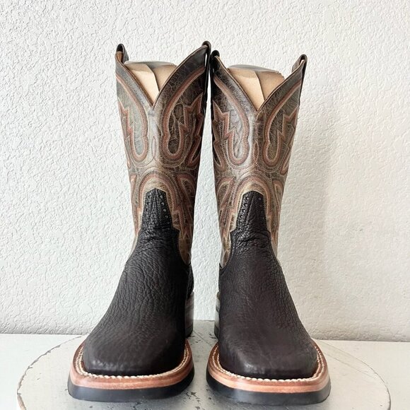 NEW Rod Patrick Mens Cowboy Boots 8B Dark Brown Shark Leather Western Square Toe - Picture 5 of 14
